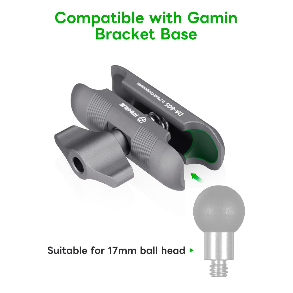 Fanaue Double Socket Arm Connects To 17Mm Ball Head Adapter Only, Compatible With Garmin Gps Mount And Bike Motorcycle Phone Hol