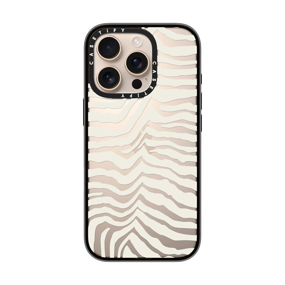 Casetify Compact Case For Iphone 16 Pro [Lightweight / 4 Ft. 2X Military Grade Drop Protection/Slim]   Zebra Stripe   Clear Blac