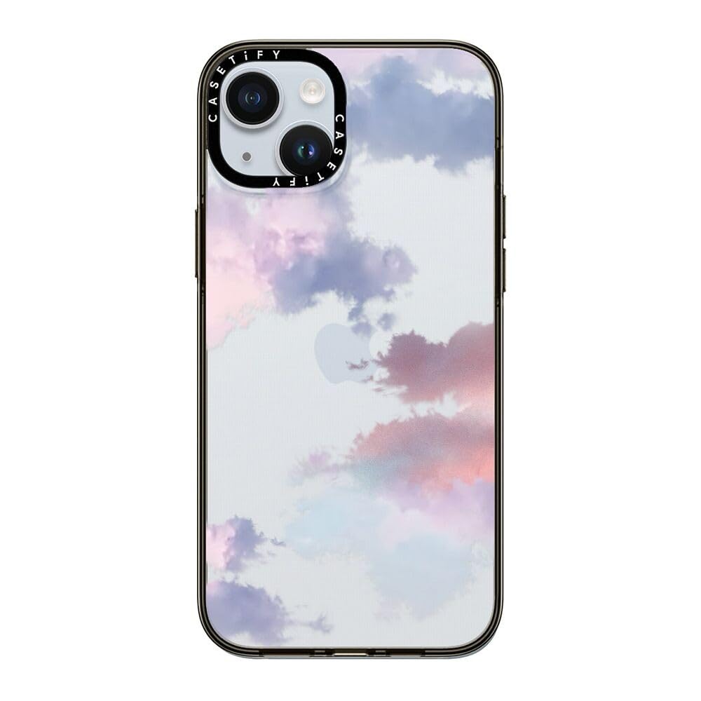 Casetify Compact Iphone 15 Plus Case [2X Military Grade Drop Tested / 4Ft Drop Protection]   Clouds   Clear Black