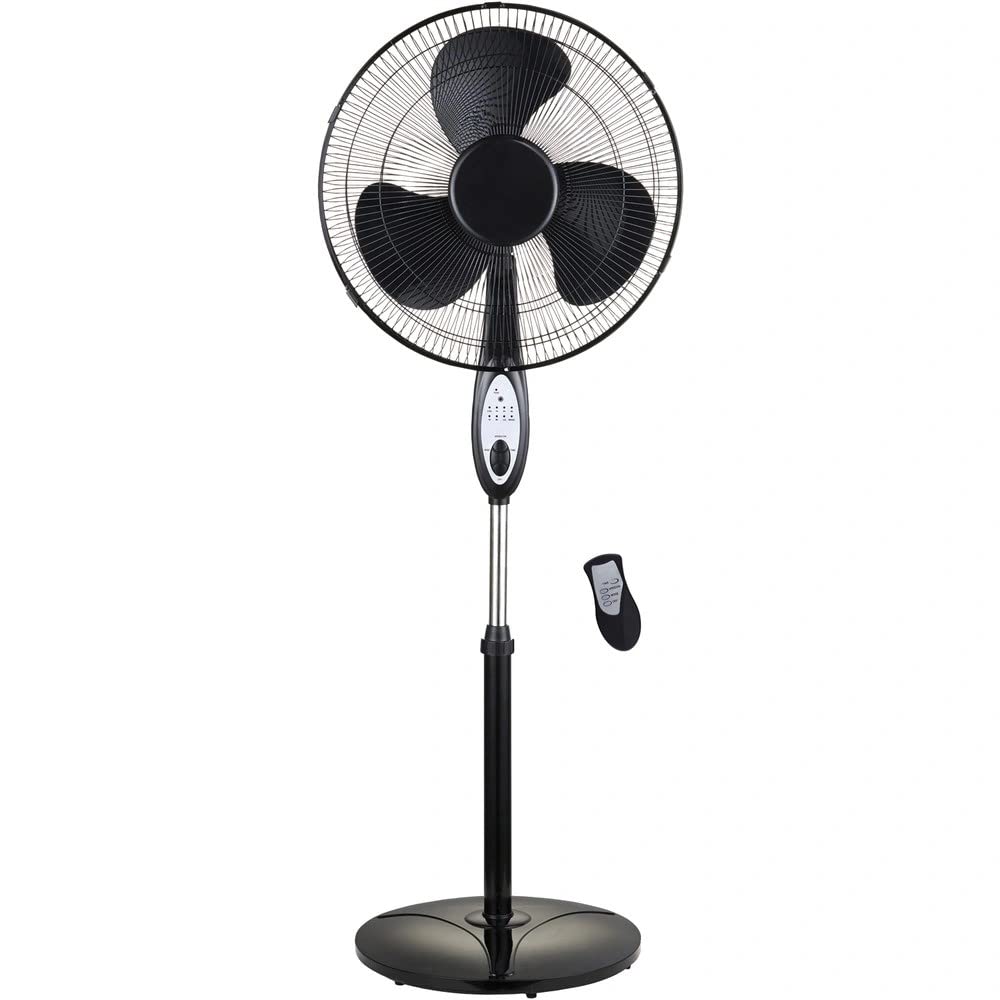 Optimus F 1872 Oscillating Stand Fan With Remote Control, 18'', Black
