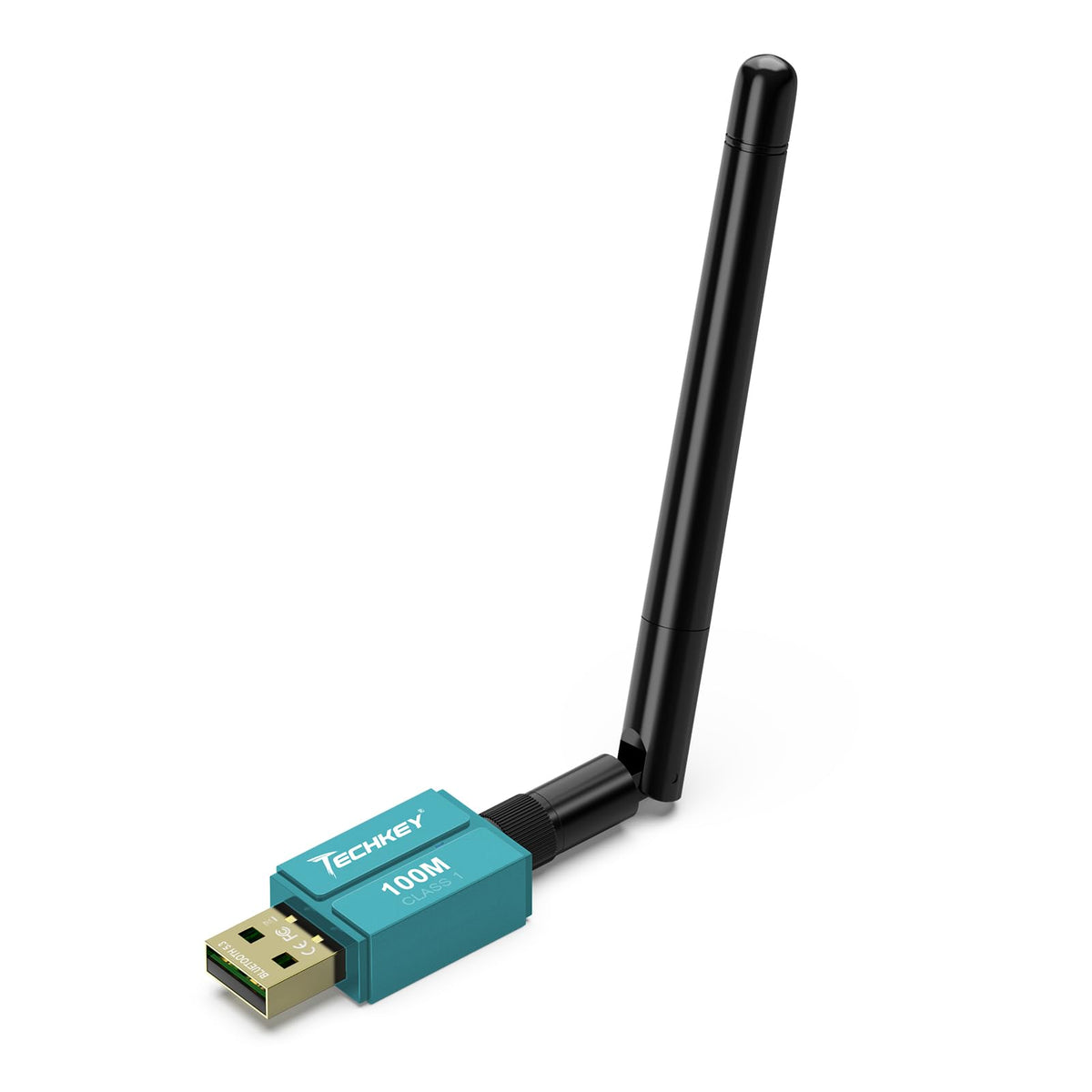 Long Range Bluetooth Adapter For Desktop Pc,Techkey 5.3+Edr V1 Usb Bluetooth Adapter,Class 1 Wireless Bluetooth Dongle Bluetooth Receiver Support Windows11/10/8.1 Emerald Green