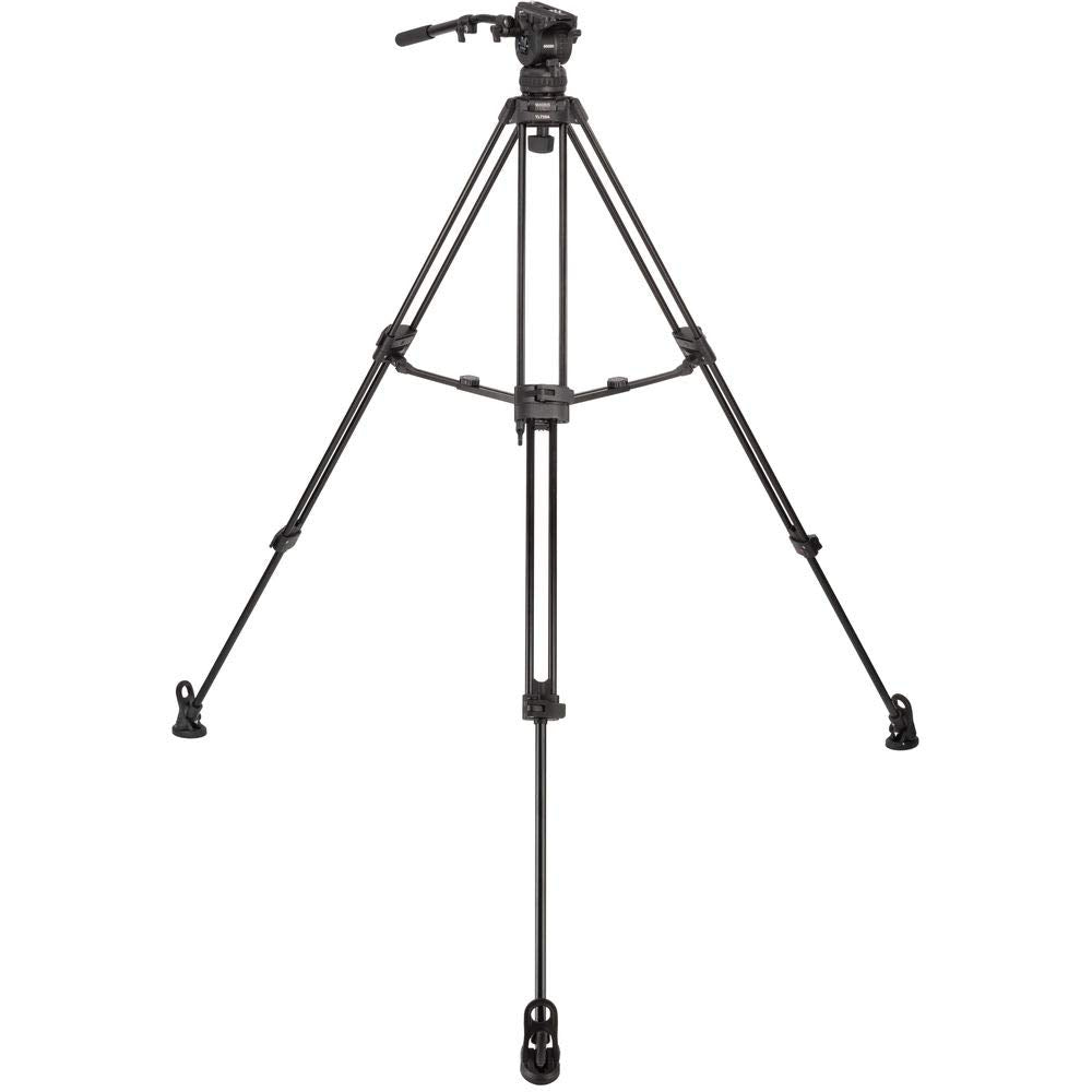 Magnus Rex Vt-6000 2-Stage Aluminum Video Tripod With Fluid Head, 75Mm Half Ball, Extends To 65   , Max Load 17 Lbs. Dual-Spiked