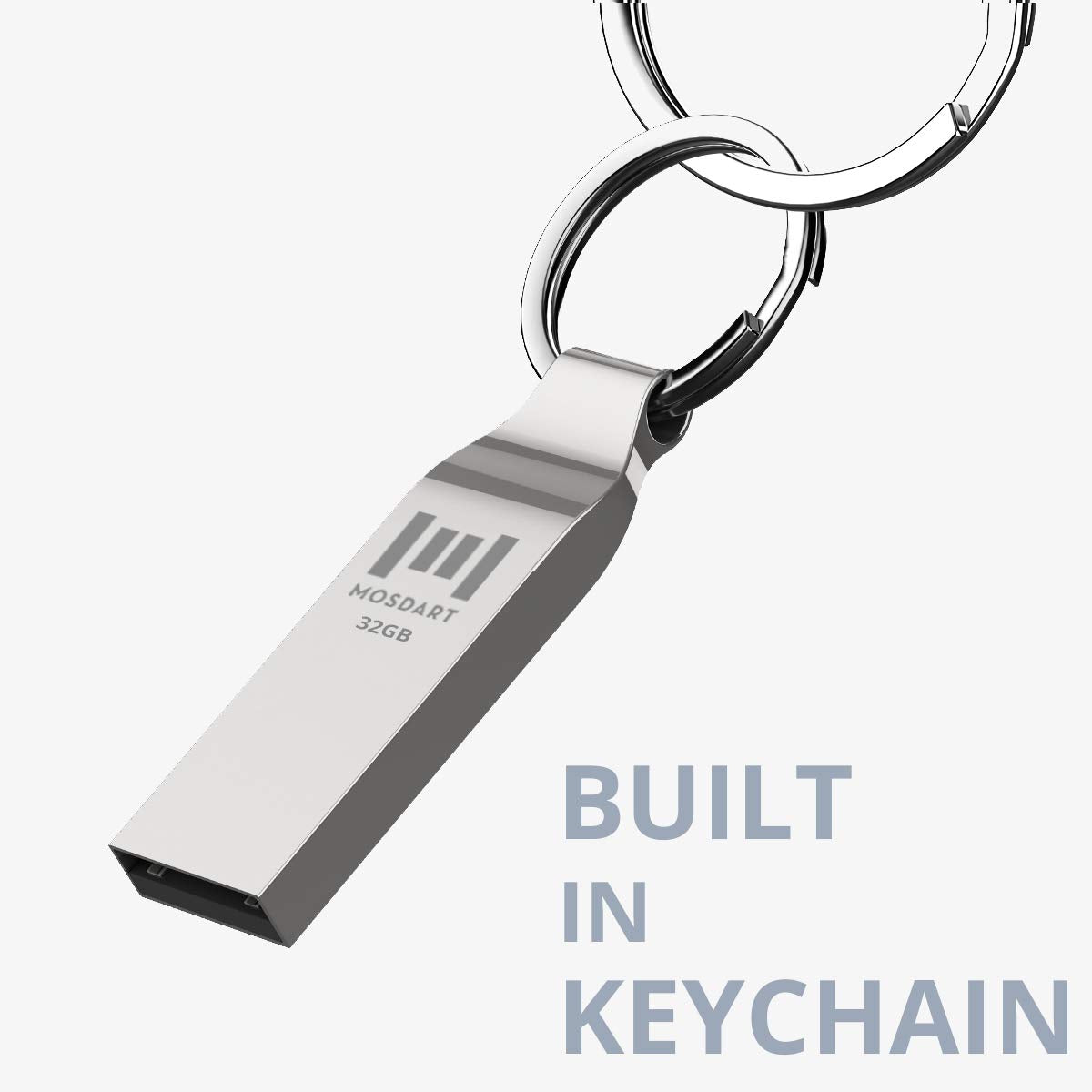 Mosdart 32Gb Usb 2.0 Flash Drive Fat32 Metal Thumb Drive With Keychain 32 Gb Waterproof Jump Drive 32G Memory Stick For Storage