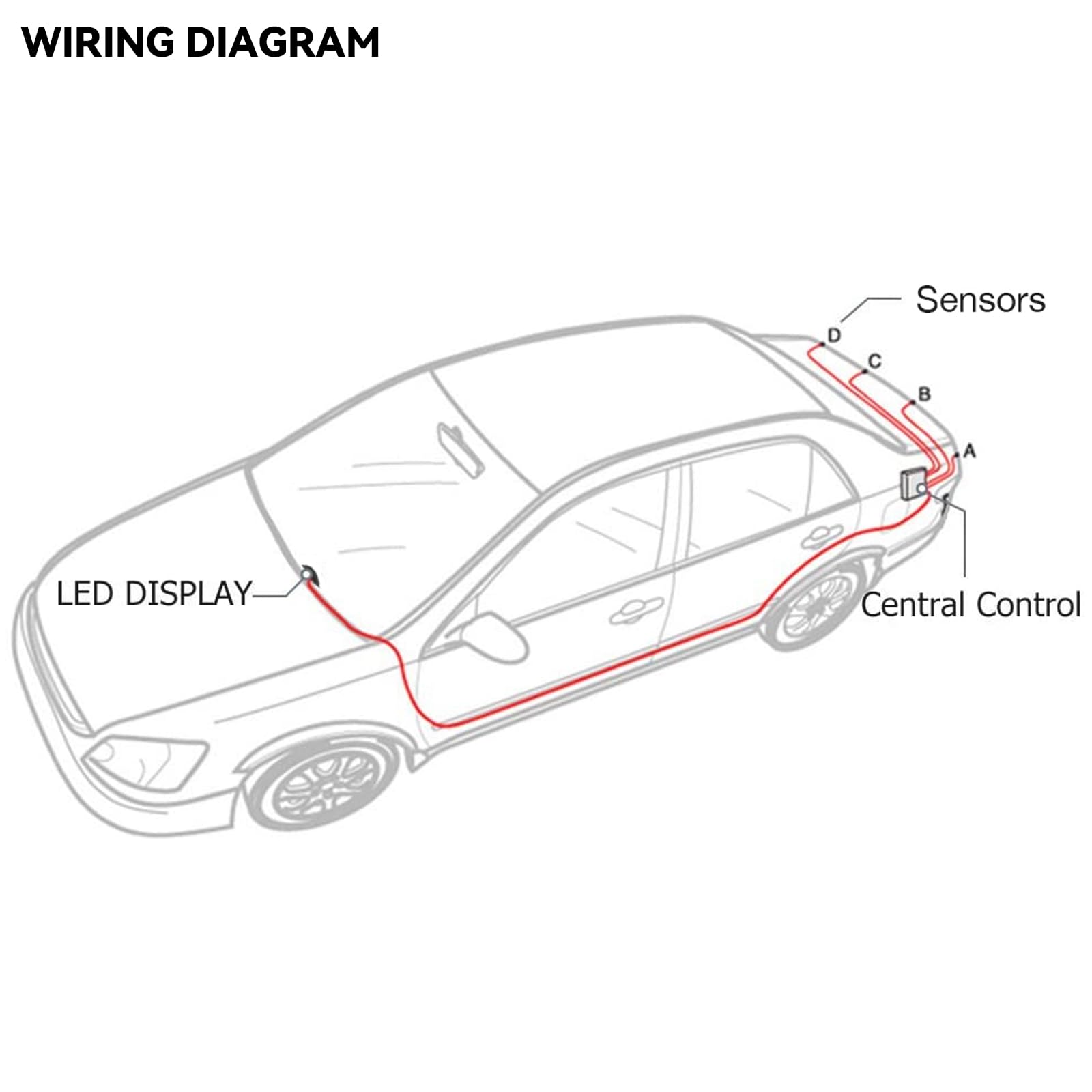 Reverse Backup Sensors Parking Radar System For Cars, 4 Parking Waterproof Detection Sensors Led Distance Display Warning Buzzer