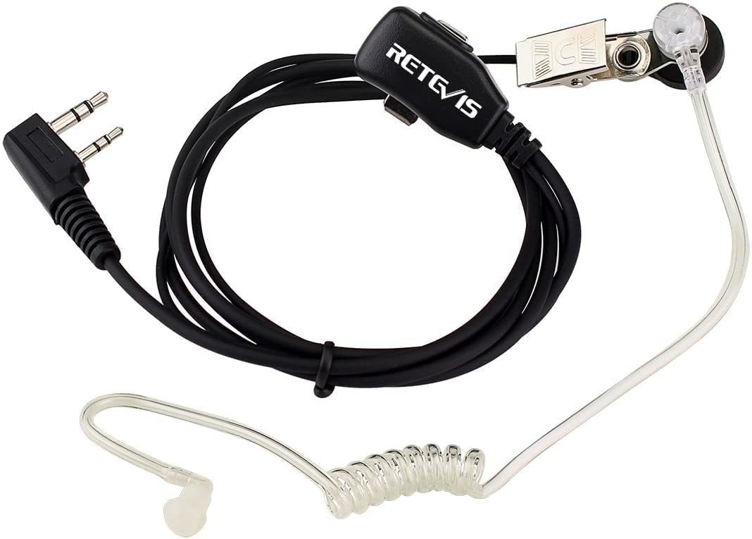 Retevis Walkie Talkie Earpiece With Mic, Two Way Radio Earpiece With Ptt, 2 Pin, Covert Acoustic, For Rt22 Rt68 Rt21 H 777, Compatible With Baofeng Uv 5R 888S Kenwood Pxton Samcom 2 Way Radio(2 Pack)