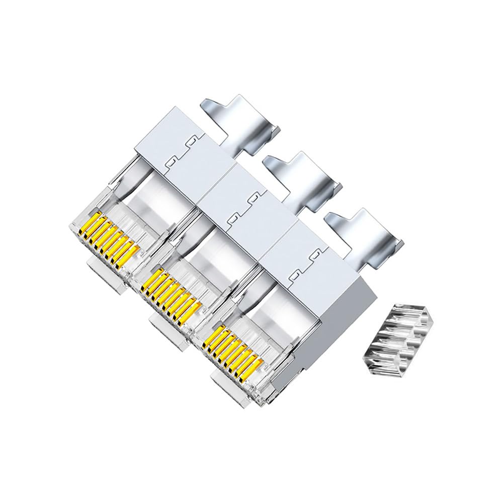 50 Pcs Cat7 Cat7A Rj45 Connectors, Cat7 Cat7A Rj45 Plugs, Sheilded Rj45 8P8C Cat7/Cat7A Up To 10Gbps For Ethernet Lan Cable, Silver