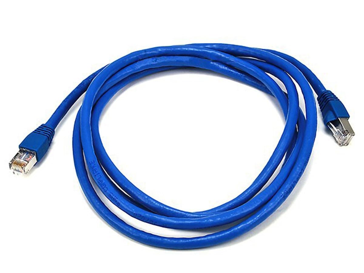 Monoprice Cat6A 7Ft Blue Patch Cable Double Shielded (S/Ftp) 26Awg 10G Pure Bare Copper Snagless Rj45 Fullboot Series Ethernet C