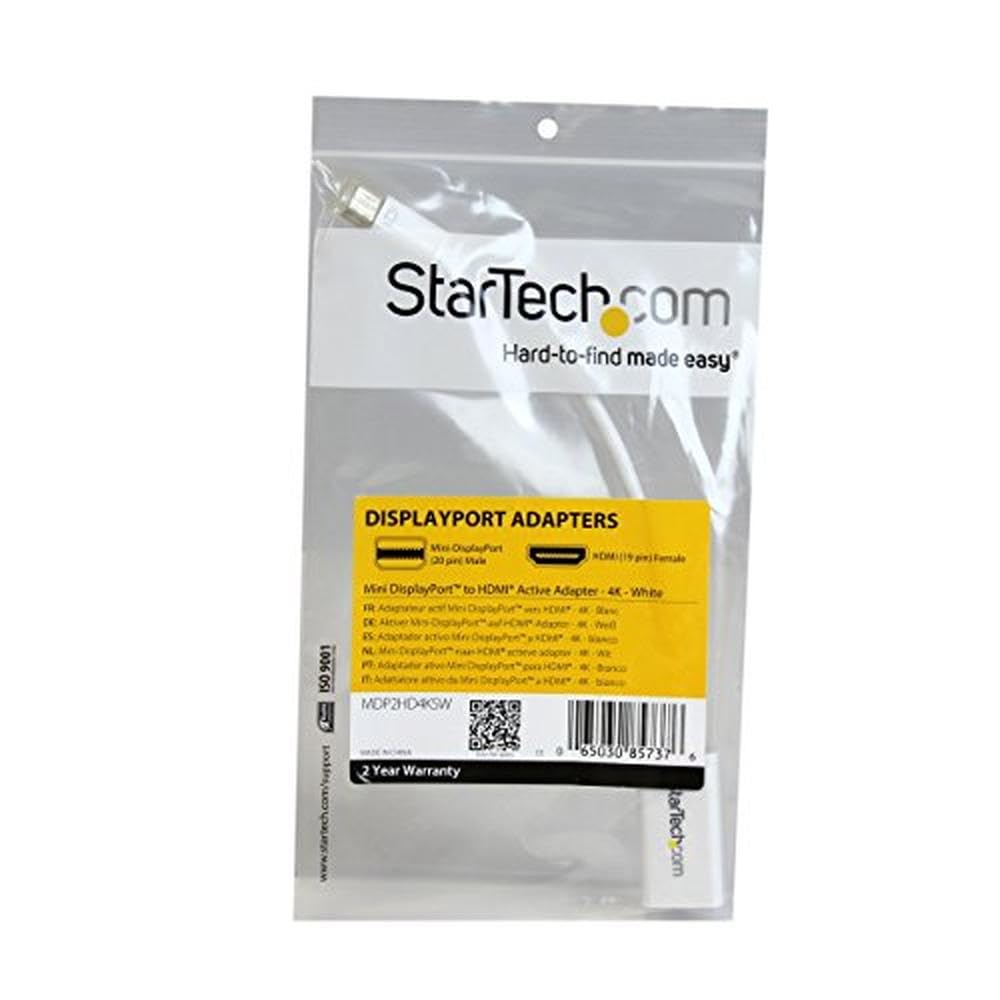 Startech.Com Mini Displayport To Hdmi Adapter   Active Mdp To Hdmi Video Converter   4K 30Hz   Mini Dp Or 1/2 Mac/Pc To Hdmi Mon