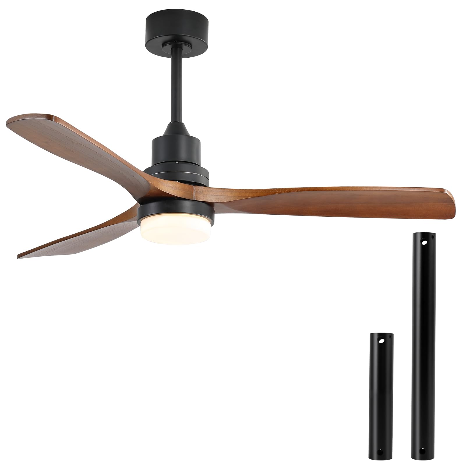 E ENERGETIC LIGHTING 52 Ceiling Fan with Lights Remote Control, 3 Walnut Fan Blades Reversible Noiseless DC Motor Modern Wood Ce