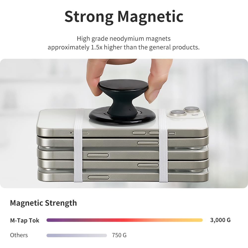 Sinjimoru For Magsafe Phone Grip, Soft Silicone Magnetic Finger Grip For Iphone 16/15/14/13/12, Comfortable One Touch Holding, M