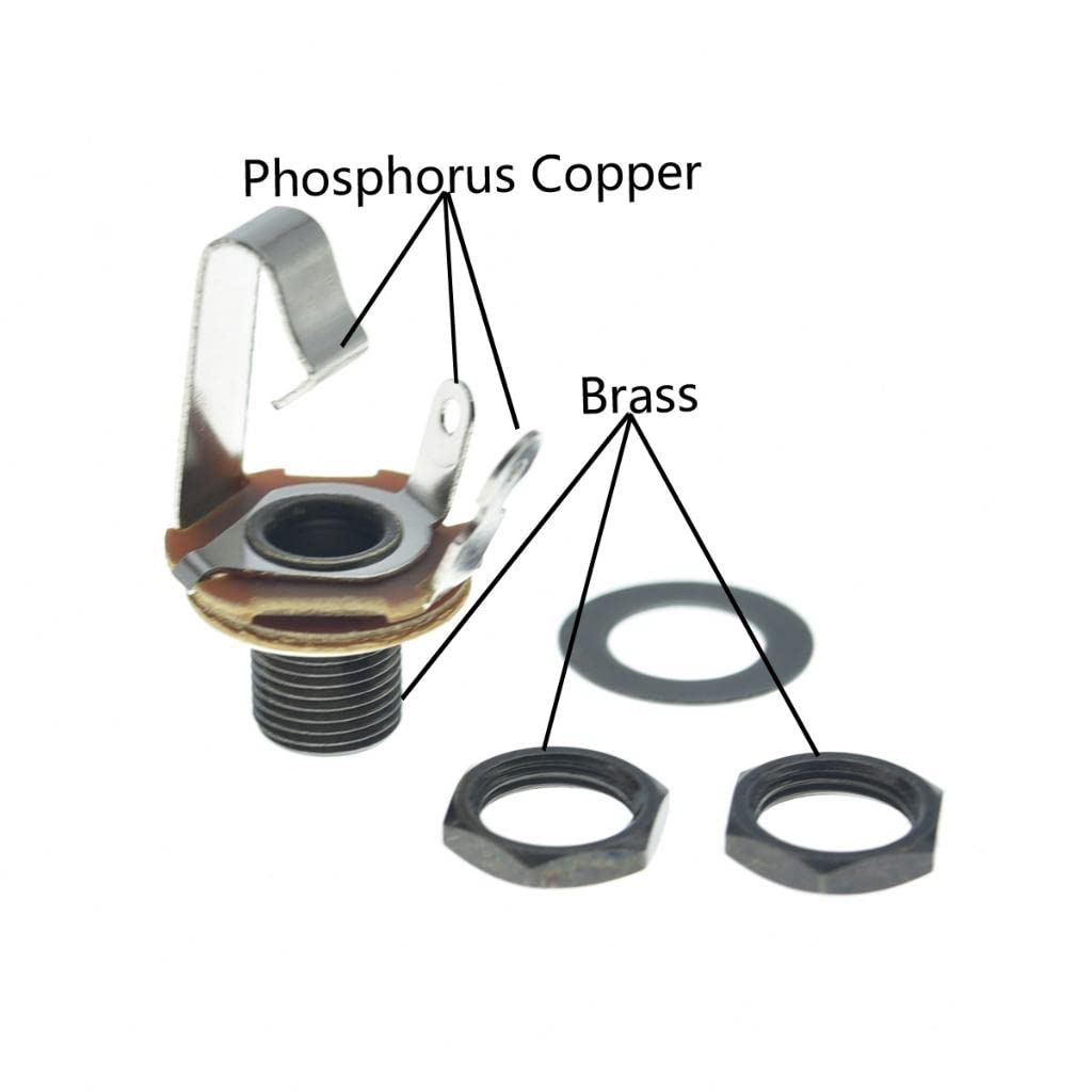 Kaish Black Brass American Thread Electric Guitar Jackplate Electrosocket Jack Plate With Brass Output Mono Jack And Screws For
