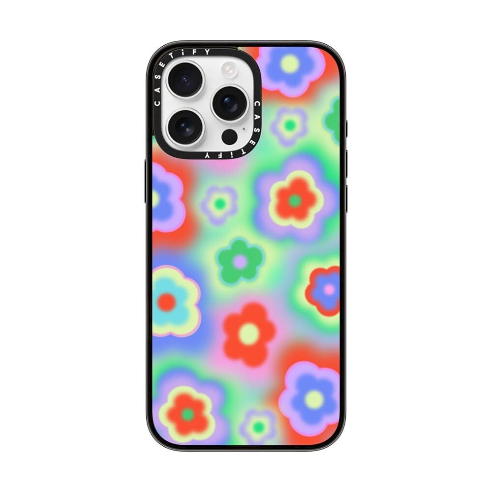 Casetify Compact Case For Iphone 16 Pro Max [Lightweight / 4 Ft. 2X Military Grade Drop Protection/Slim]   Acid Flowers   Clear