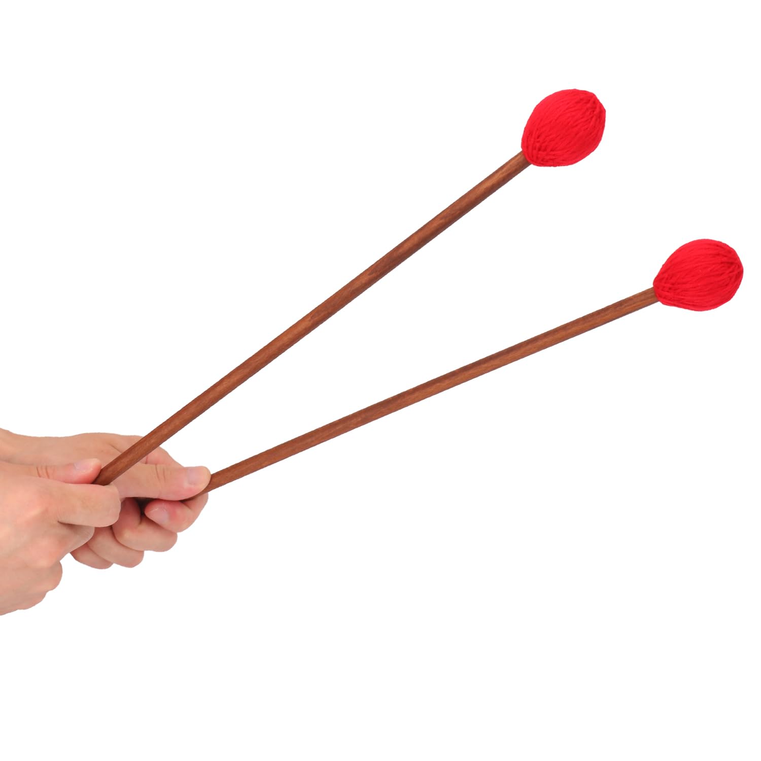 Geytetqi 2 Pair Red Marimba Mallets   Professional Marimba Mallets Set With Yarn Mallets And Birch Handle,Medium Hard Mallets, I