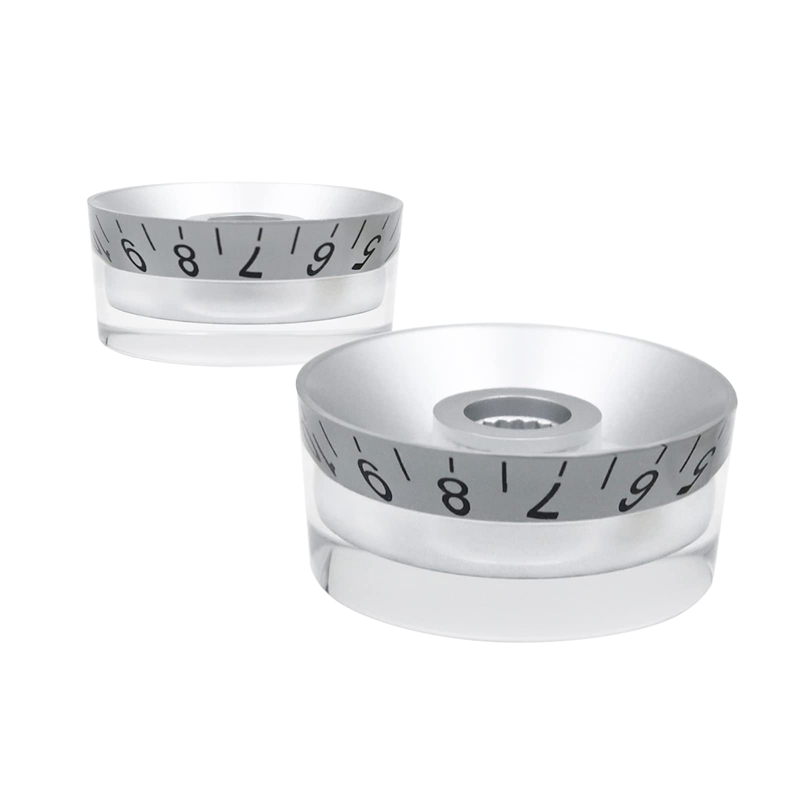 Micovay 4Pcs Volume Tone Speed Control Knobs Hat Shape For Les Paul Lp Style Bass Electric Guitar Parts, Transparent Silver With