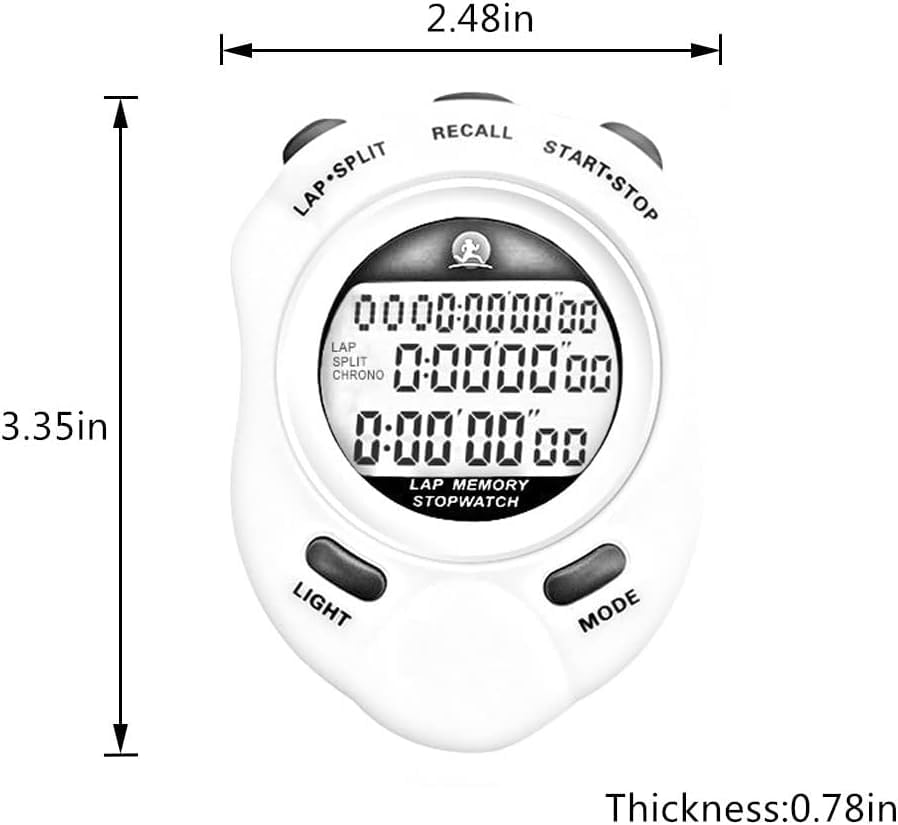 Rolilink Stopwatch, Stop Watch For Sports Stopwatch With Backlight 10 Lap Waterproof Stopwatches Timer For Sports And Competitio