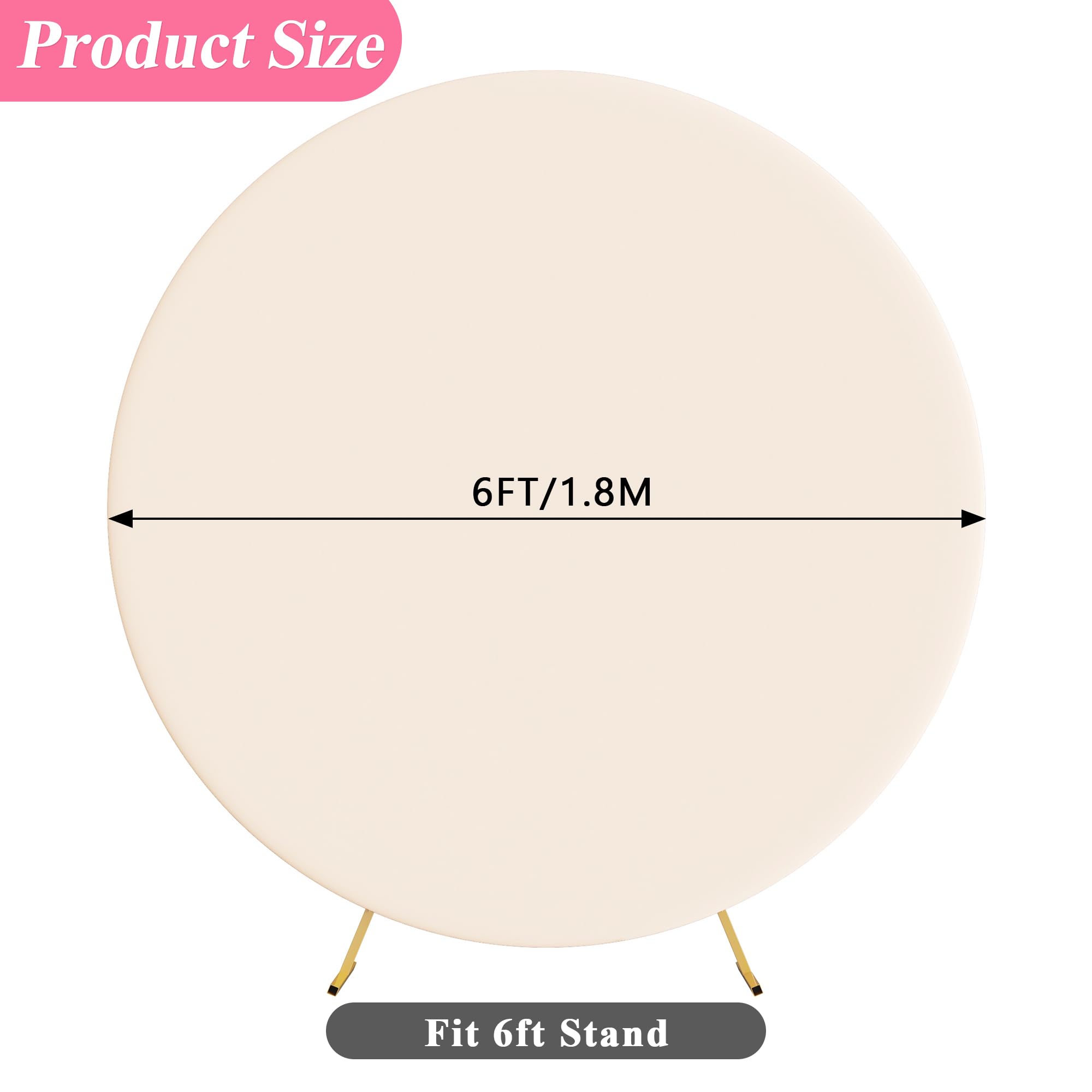 Putros 6Ft Round Backdrop Cover Beige Circle Arch Cover With Buckles Polyester Fitted Round Balloon Arch Cover For Wedding Birth