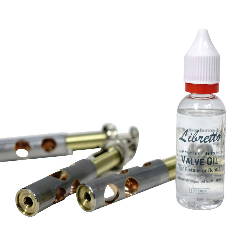 Libretto Brass Valve Oil, Set Of 3, Safety Cap, Premium Lubricant, Long Lasting, Smooth, Odorless, Special Blended Synthetic For