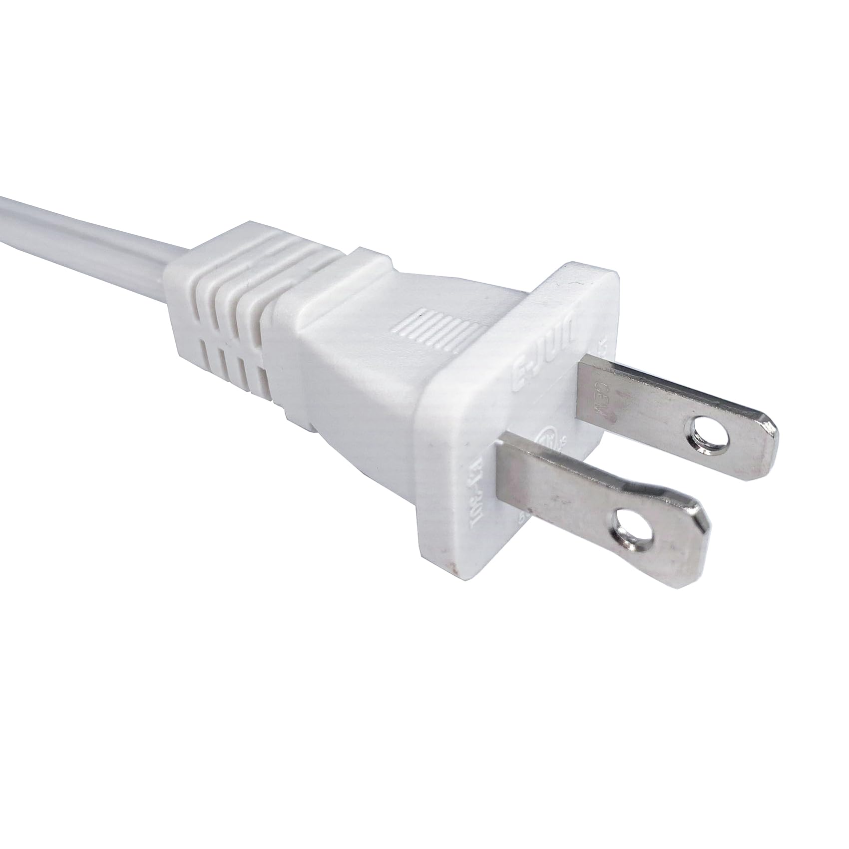 3 Foot Extension Cord, 2 Prong Small Ac Power Cord White, 18 Awg Power Cable For Indoor Use, Male To Female Extension Cord, Nema