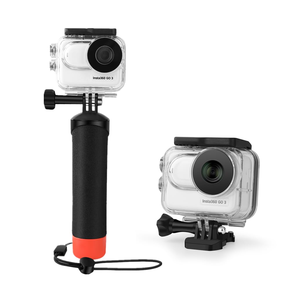 Lewote Waterproof Case&Floating Hand Grip Compatible With Insta360 Go 3, Protective Underwater Dive Housing Shell With Bracket A