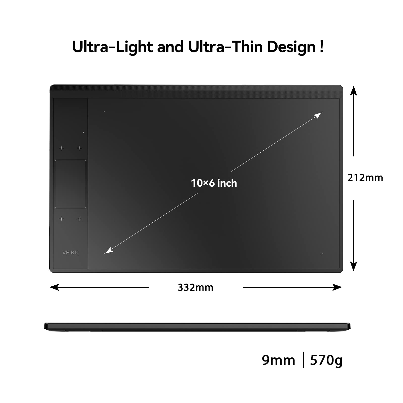 Veikk A30 V2 Drawing Tablet 10X6 Inch Graphics Tablet With Battery-Free Pen And 8192 Professional Levels Pressure
