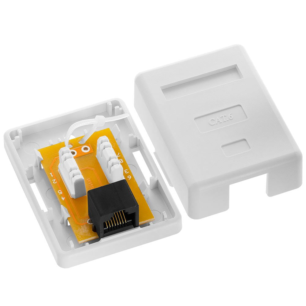 Cmple - 1 Port Cat6 Surface Mount Box, Rj45 Cat6 Single Port Surface Mount Box For Ethernet Cables, Screws And Double-Side Tape