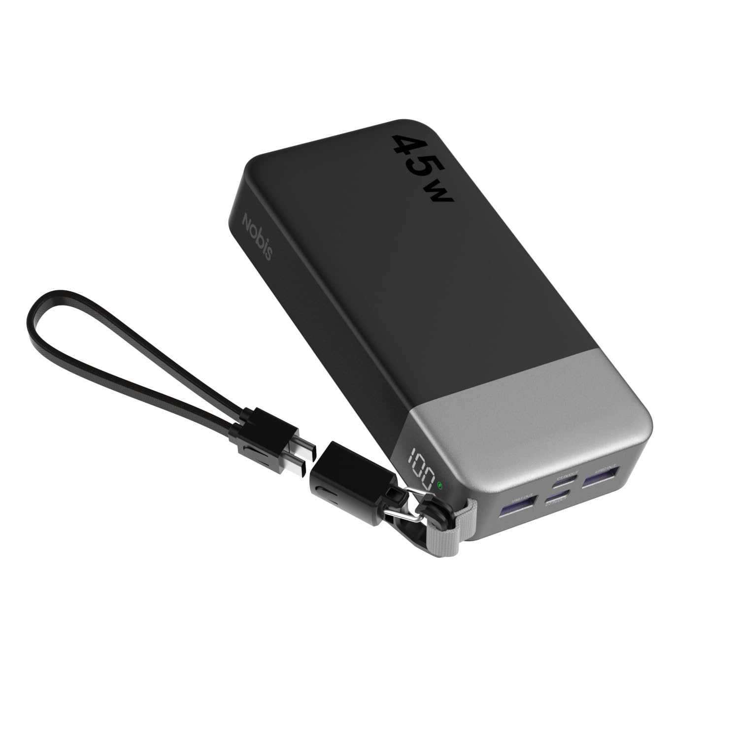 NOBIS Portable Charger 20000mAh 45W Power Bank w/Detachable Cable