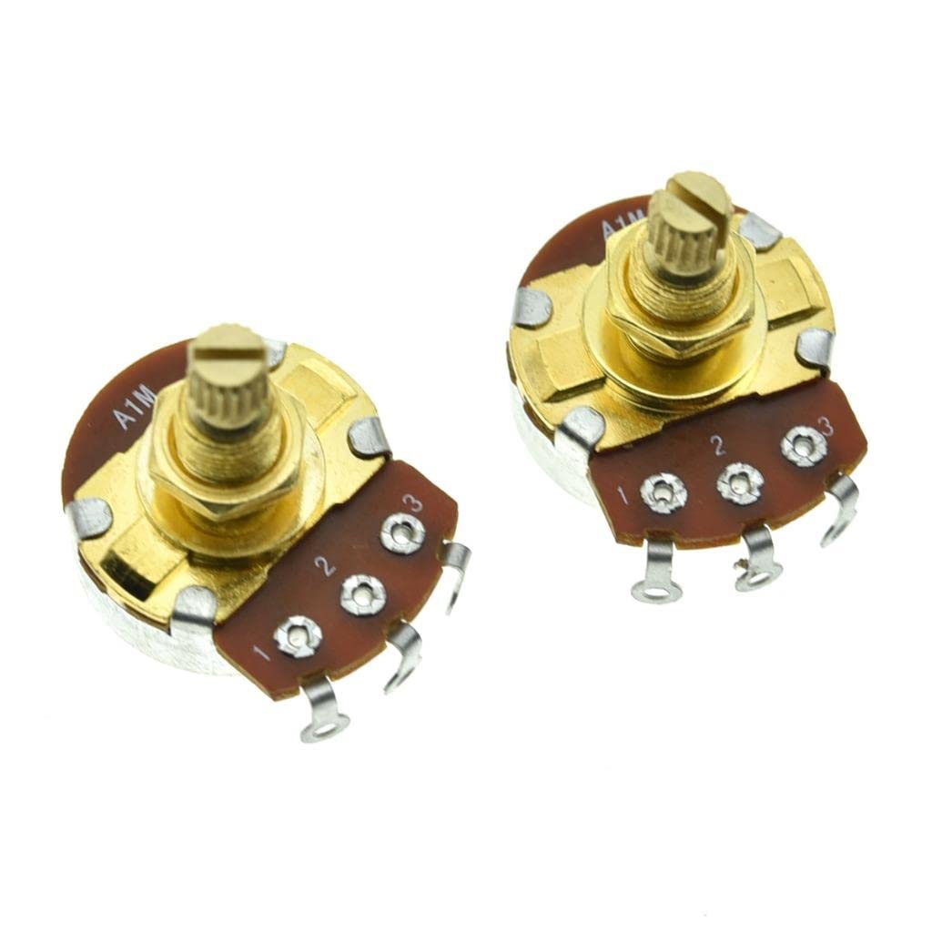 Kaish Pack Of 2 Full Size Metric Guitar Bass Pots With 18Mm Brass Shaft Audio Taper Potentiometers A1Meg