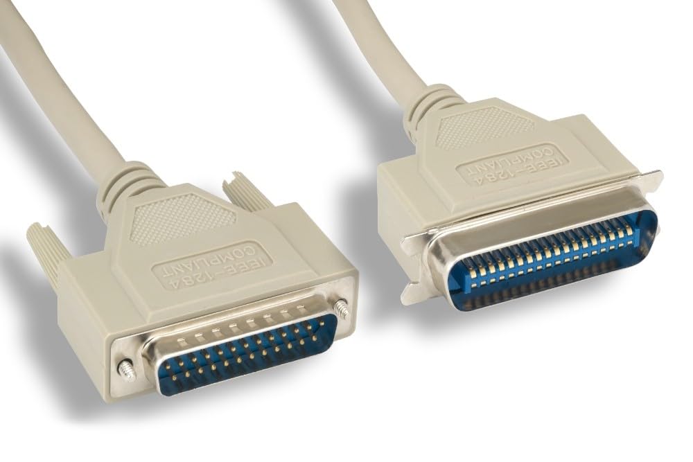 Kentek 25 Feet Ft Ieee 1284 Db25 To Cn36 Parallel Serial Printer Data Cable Cord 28 Awg Bi Directional 25 To 36 Pin Molded Male
