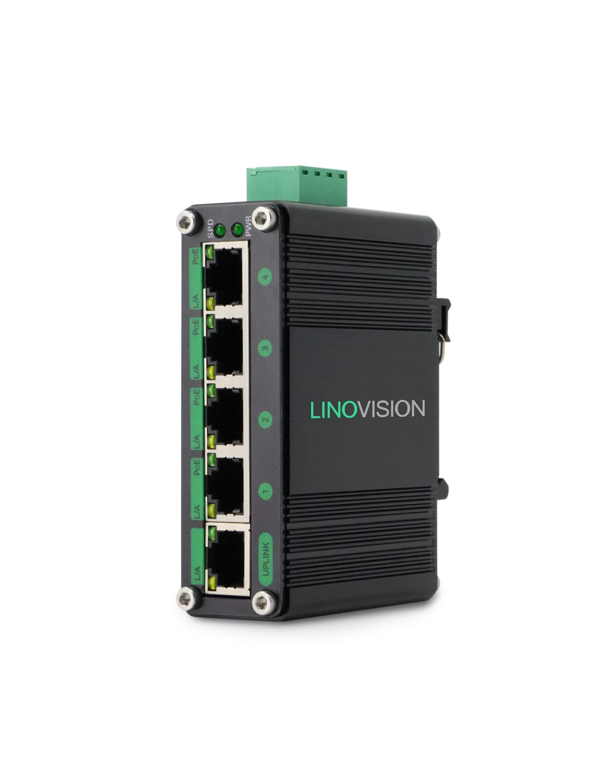 Linovision Industrial 5 Ports Gigabit Solar Poe Switch With Dc12V 48V To Dc48V Voltage Booster,4 X Ieee802.3Af/At 30W Poe Ports 