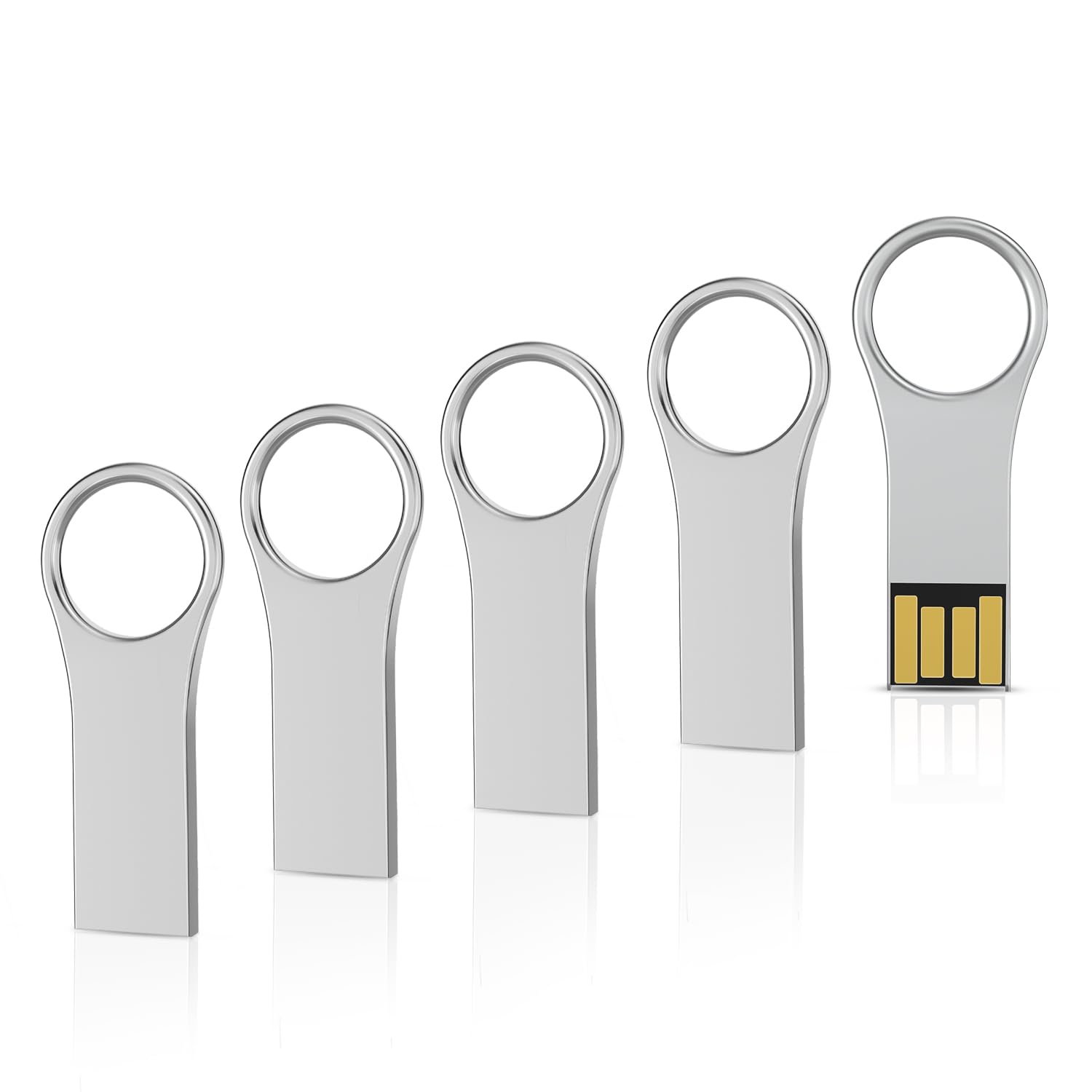 Raoyi 5 Pack 64Gb Metal Key Shape Usb Flash Drive, Usb 2.0 Memory Stick Thumb Drives Jump Drive For Pc Laptop Desktop Computer Silver