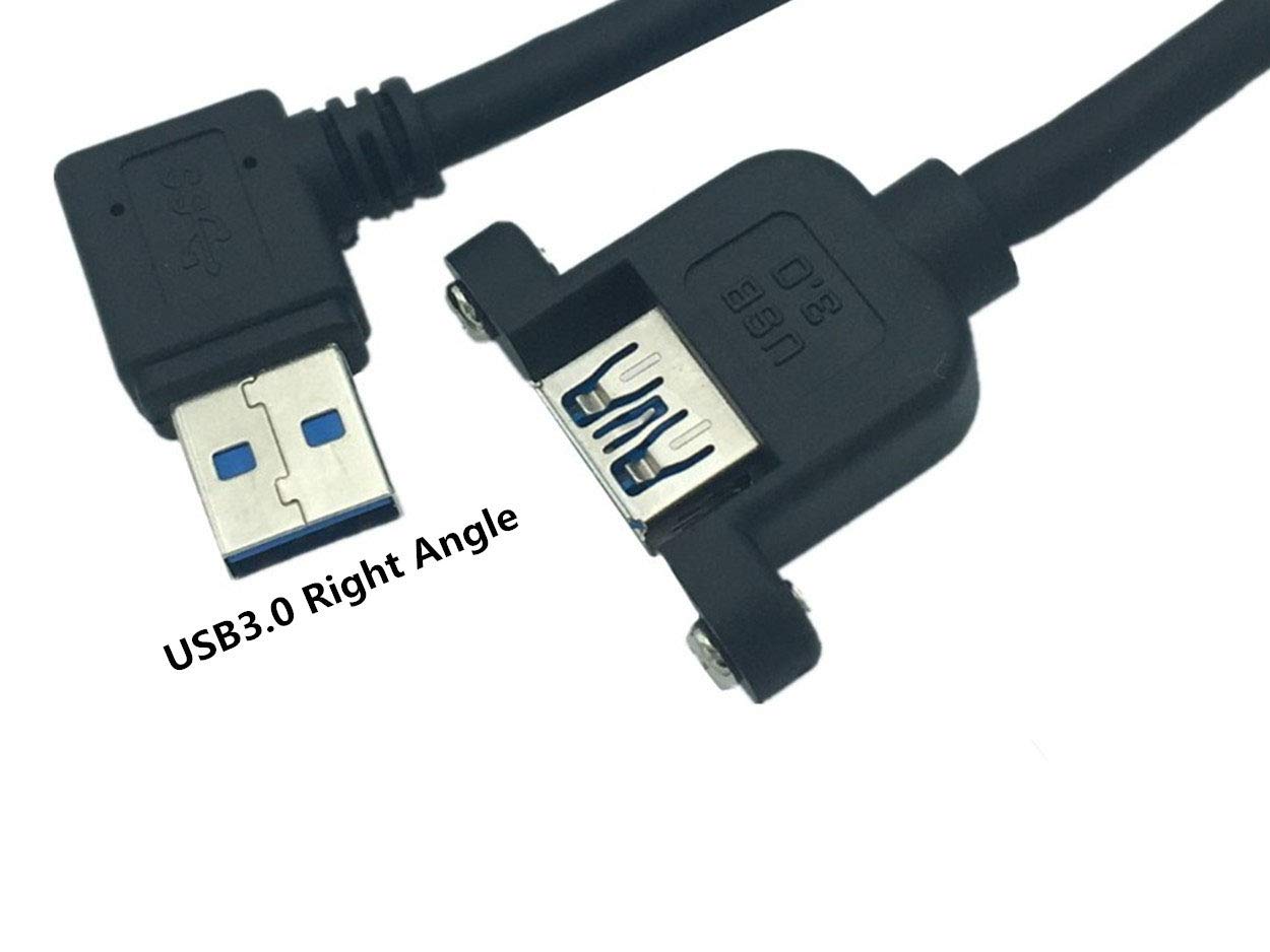 Panel  Mount Usb 3.0 Extension Cable, Haokiang 1 Ft/30Cm 90 Degree Right Angle Usb 3.0 Type A Male To Type A Female With Screw H