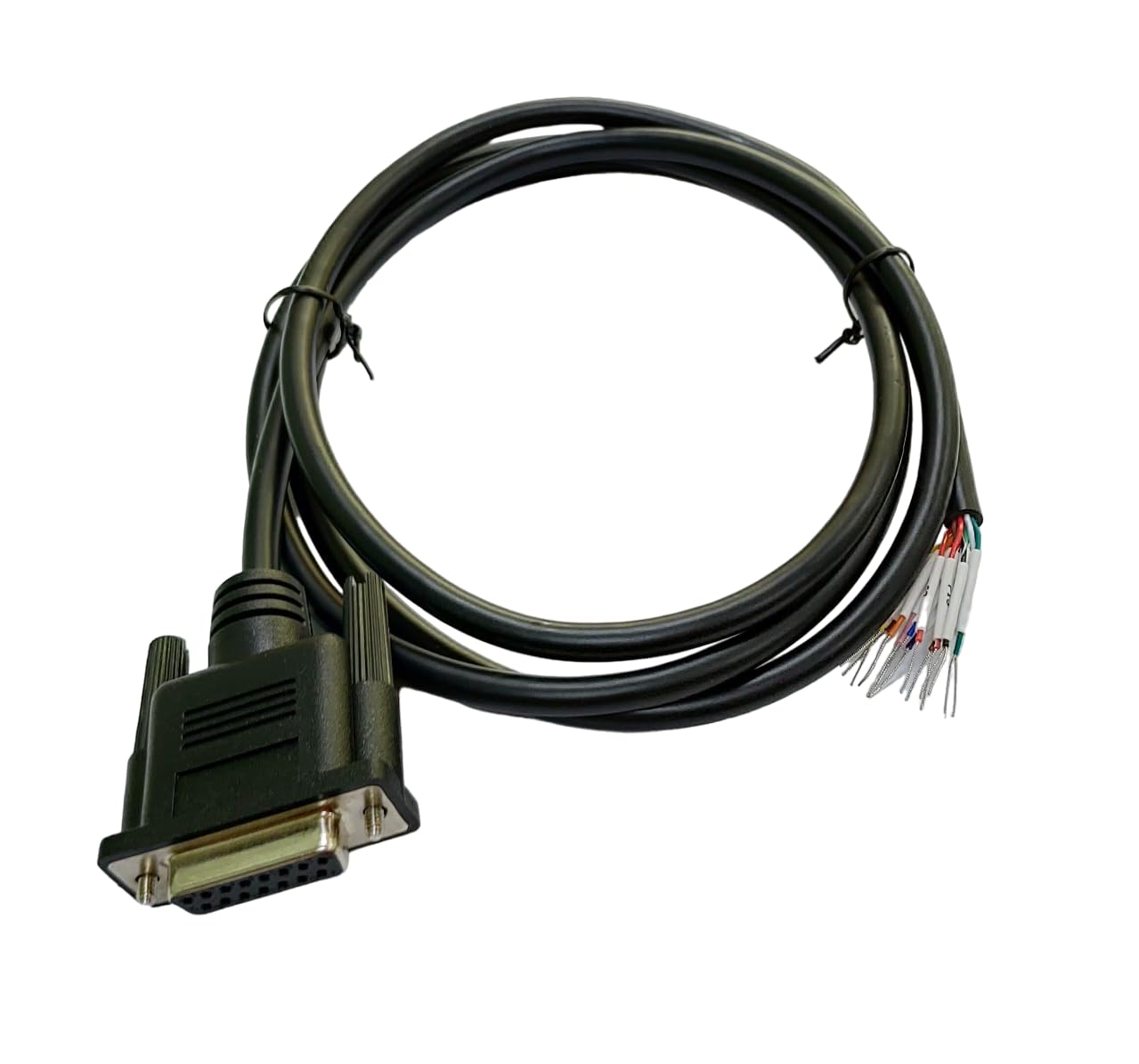 Compucableplususa.Com Best Industrial Serial Db15 D Sub15 Pin Female Rs232 Serial Cable With Bare Wire   28 Awg With Black Pvc J