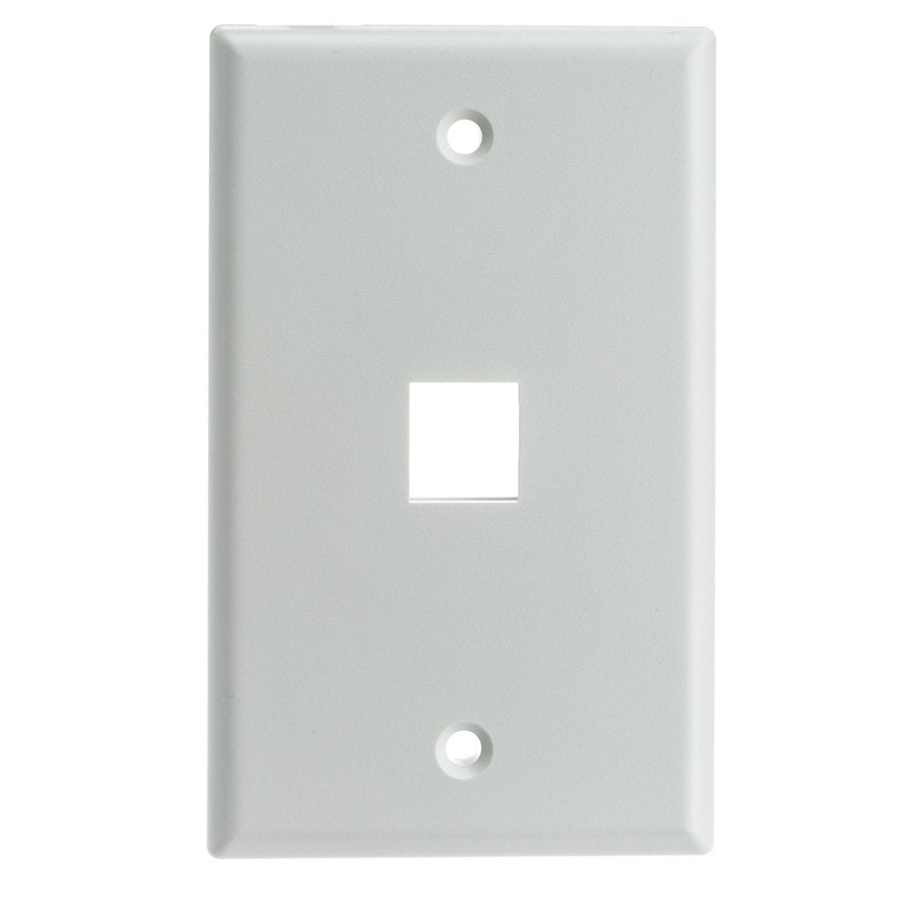 Keystone Wall Plate 1 Port, White (Cat5E, Cat6, Coax (Video), Aux (Cat6 For Data, Ip Phone, Pots Or Other), Single Gang, Cablewh