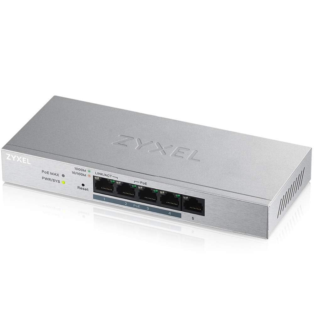 Zyxel 5 Port Gigabit Ethernet Web Managed Poe Switch With 60 Watt Budget [Gs1200 5Hp]