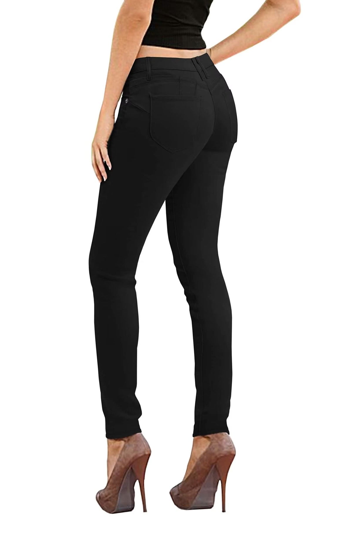 Womens Butt Lift Stretch Denim Jeans P37353Sk Black 11