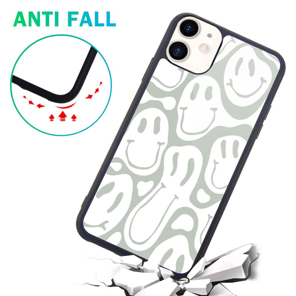 Maycari Compatible With Iphone 13 Mini Case For Children Women Funny Face Design, Hard Back Cover With Cute Trippy Pattern Soft