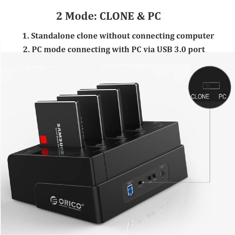 Orico 4 Bay External Hard Drive Docking Station Usb 3.0 To Sata I/Ii/Iii For 2.5''/3.5'' Hdd Ssd With Hard Drive Duplicator/Clon