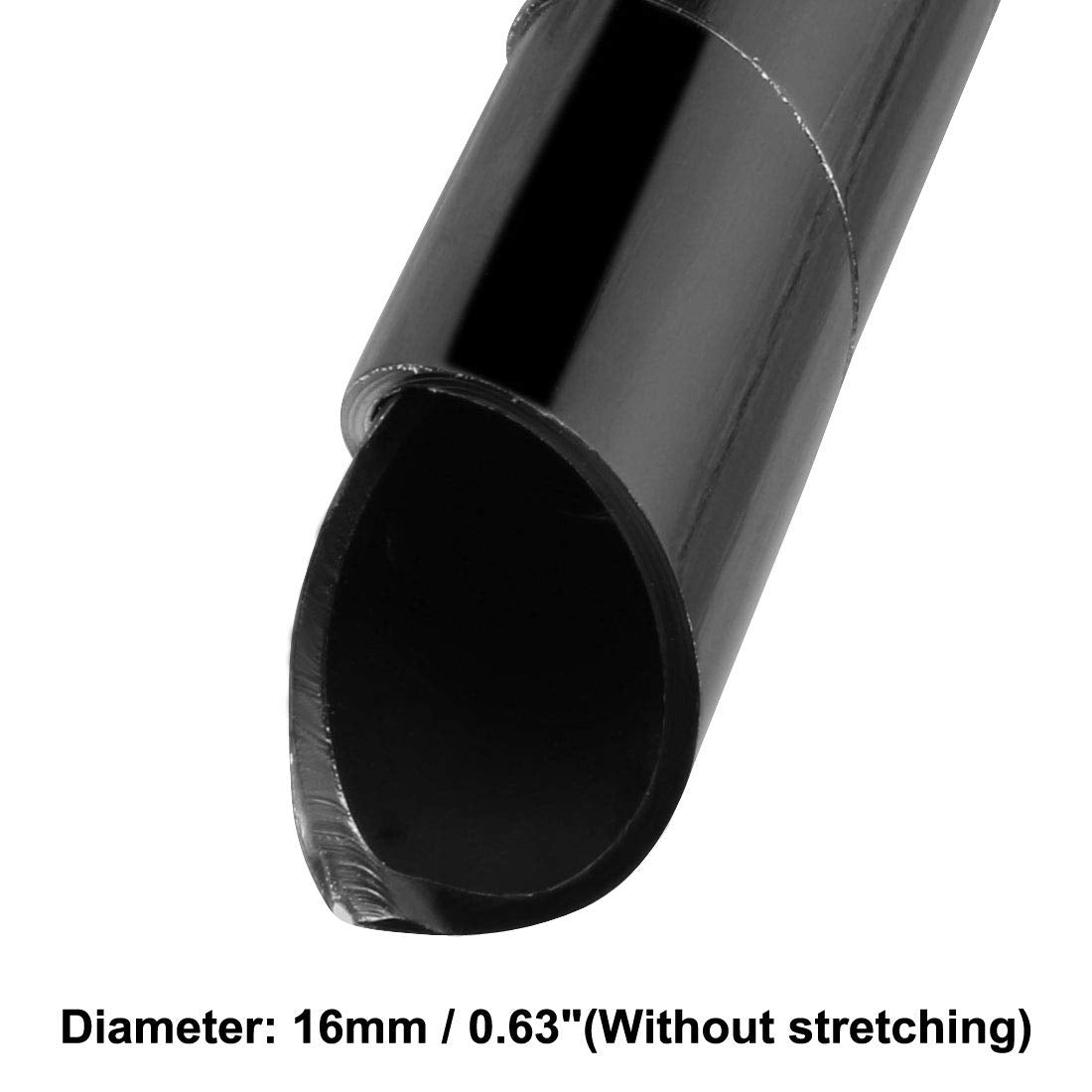 Uxcell Spiral Cable Wrap Wire Cord Wraps 5/8 Inch X 13Ft Black Pe Polyethylene Flexible Tubing For Computer Wire