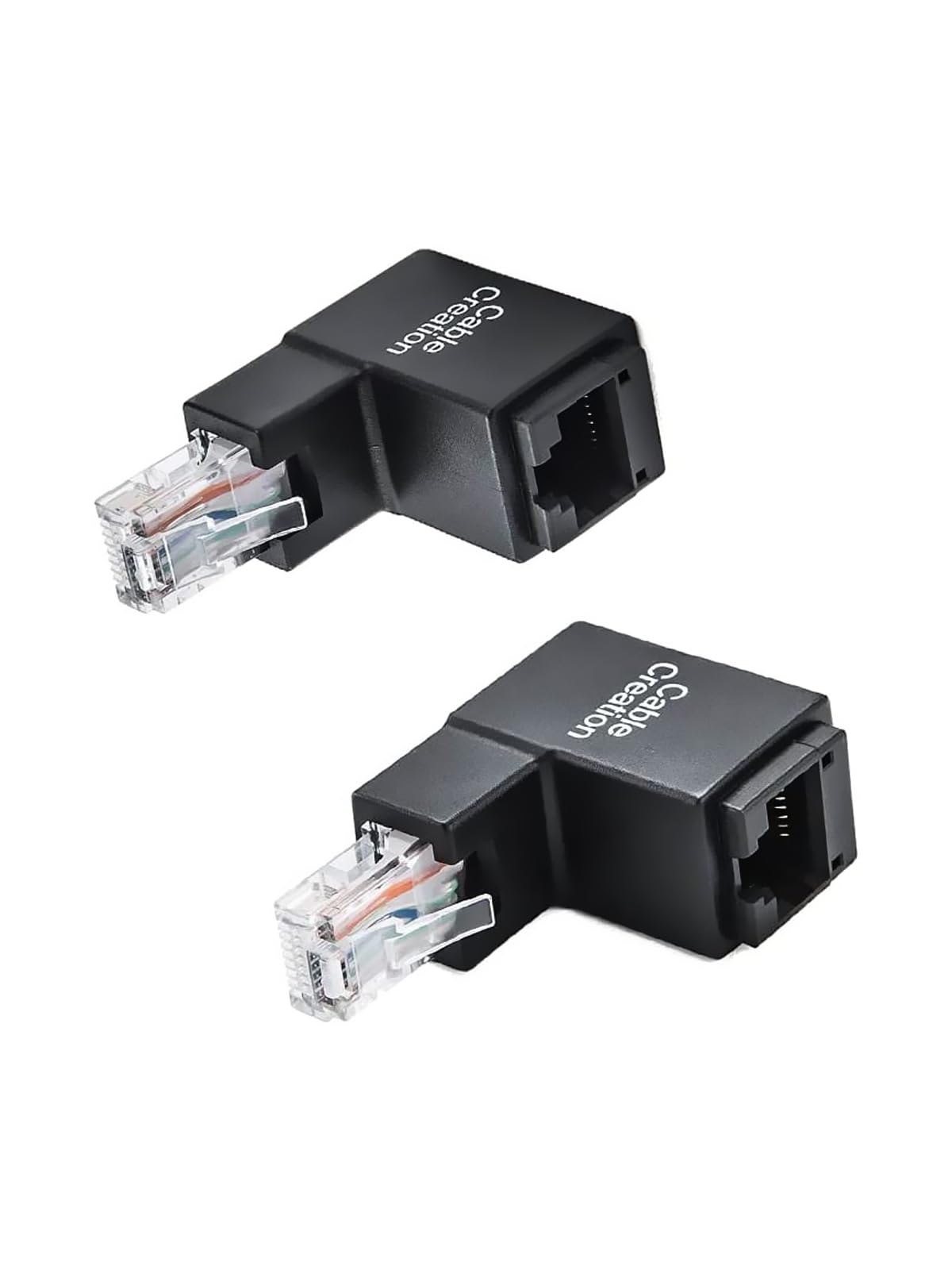 CableCreation 2 Pack Ethernet Adapter, Cat5e/Cat6 Up Angle Ethernet Adapter, 90 Degree and 270 Degree RJ45/8P8C Ethernet Female 