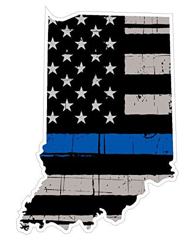 Indiana State (U15) Thin Blue Line Vinyl Yeti Tumbler Decal Sticker Laptop/Netbook 3 '' Inch   By Customdecal Us