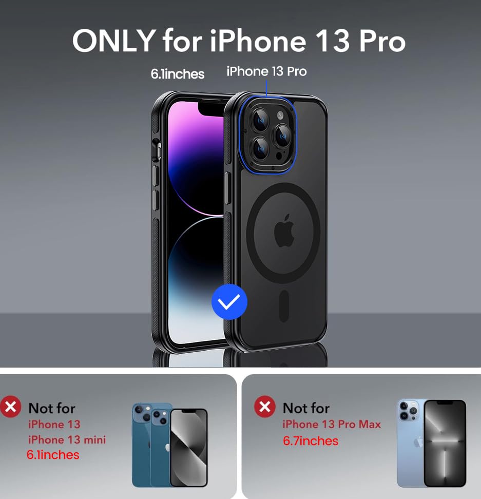 Yzoiko Strong Magnetic Case For Iphone 13 Pro [10Ft Military Grade Protection] Compatible With Magsafe Shockproof Slim Thin Cove