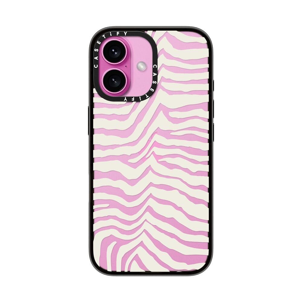 Casetify Compact Case For Iphone 16 [Lightweight / 4 Ft. 2X Military Grade Drop Protection/Slim]   Zebra Stripe   Clear Black