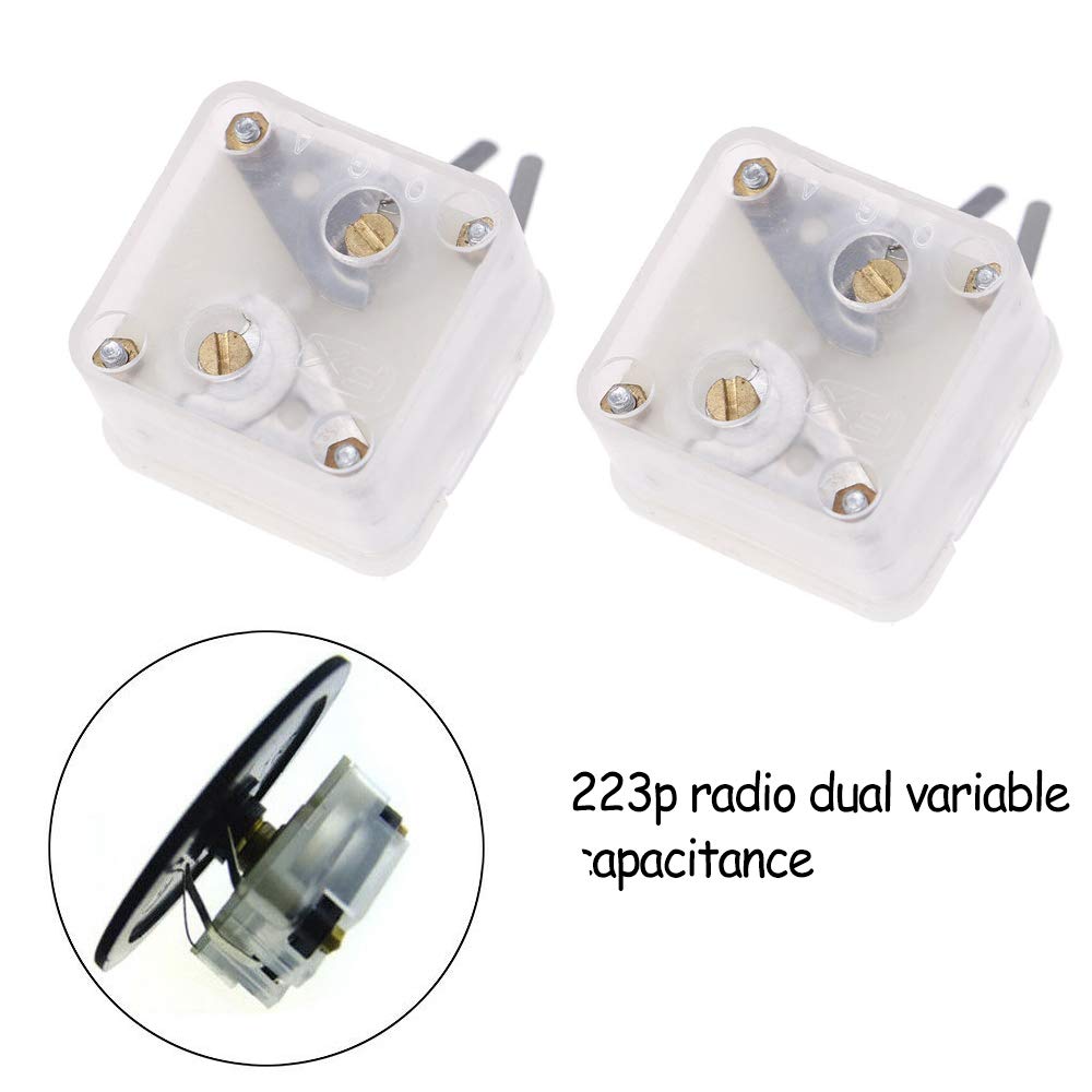 Acxico 5Pcs 223P Duplex Radio Variable Capacitor 60Pf/140Pf 2.1Mm Hole Shaft For Pocket Radio Accessories