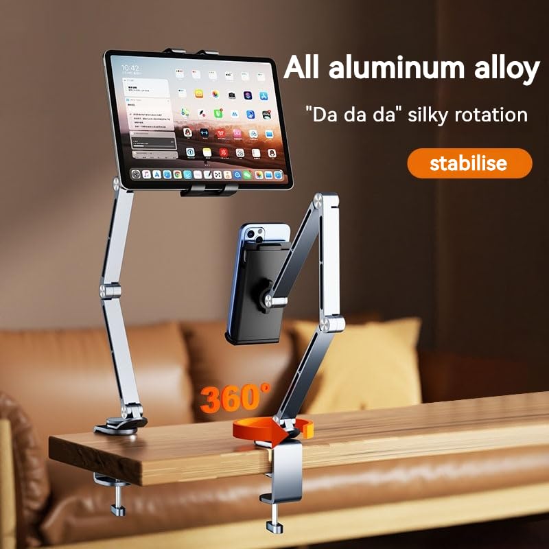 Rotatable Holder Stand Tablet Holder Multi-Angle Design Phone Clip Swivel Mount Desktop Aluminum Alloy Cantilever Bed Desk Home