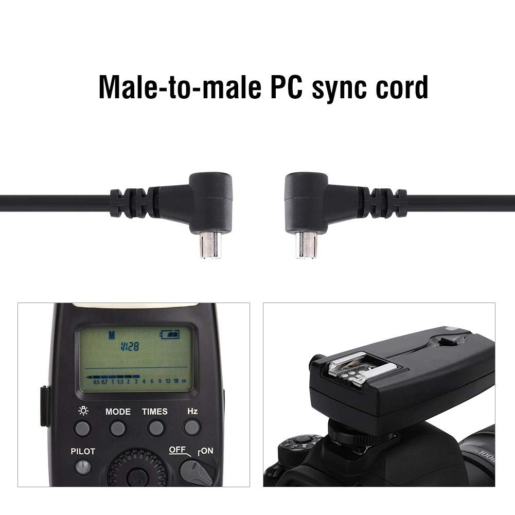 Camera Flashlight Cable, 30Cm Pc Pc Male To Male Flashlight Camera Connector Sync Cord