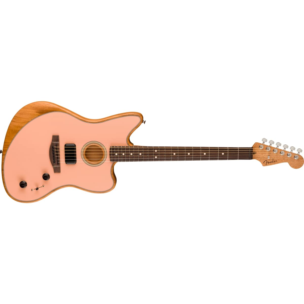 Fender Acoustasonic Player Jazzmaster Acoustic Electric Guitar, With 2-Year Warranty, Shell Pink, Rosewood Fingerboard, With Gig