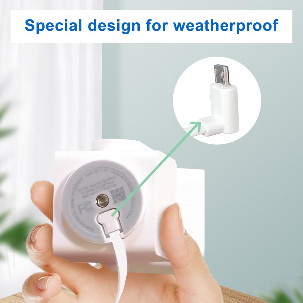 Dianmu 20Ft Power Cable And Adapter For Wyze Cam Pan V3 Indoor/Outdoor, Blink Outdoor (3Rd Gen), Weatherproof L Shaped Charging