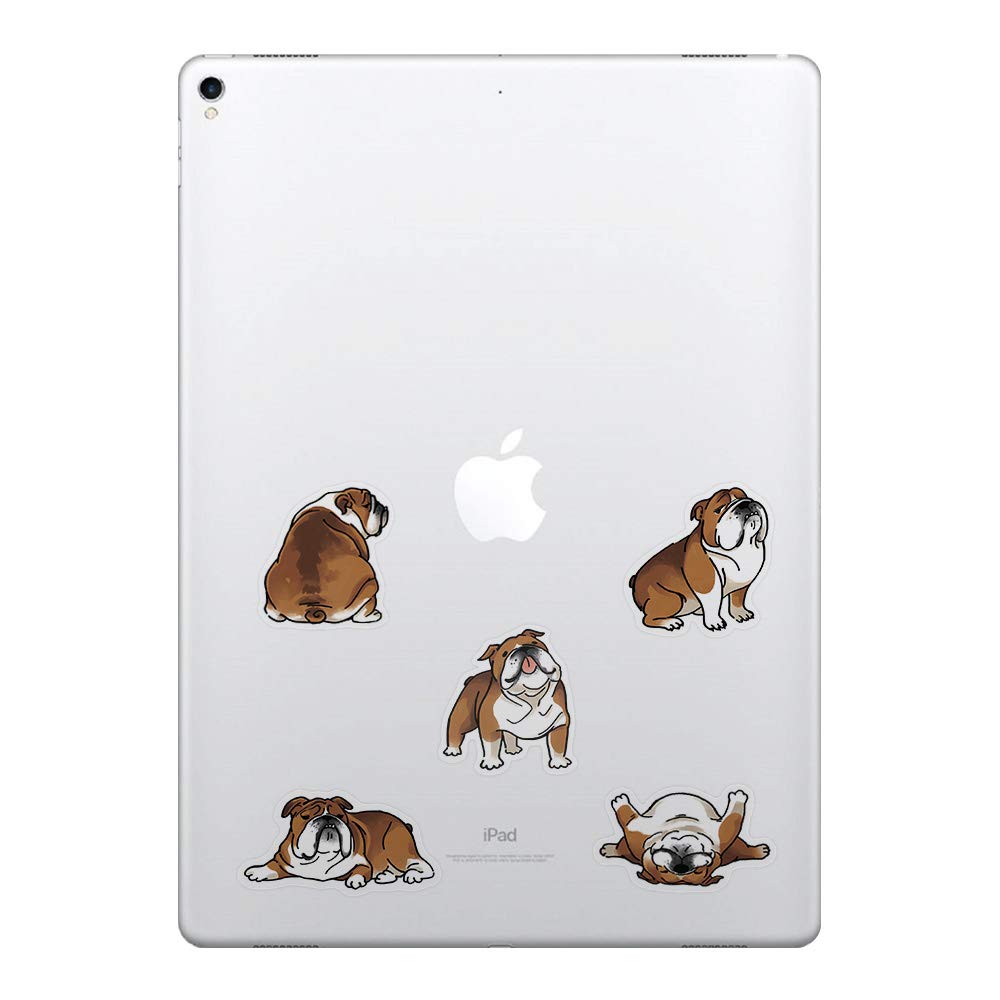 Fincibo 5 X 5 Inch English Bulldog Funny Playful Postures Removable Vinyl Decal Stickers For Ipad Macbook Laptop (Or Any Flat Su