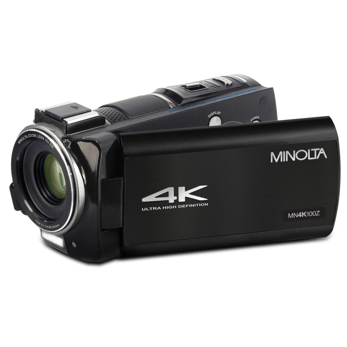 Minolta 4K Ultra HD Camcorder with 3.5-inch Touchscreen - 10x Optical Zoom, 28MP Photos, Digital Stabilizer, Accessory Shoe Moun