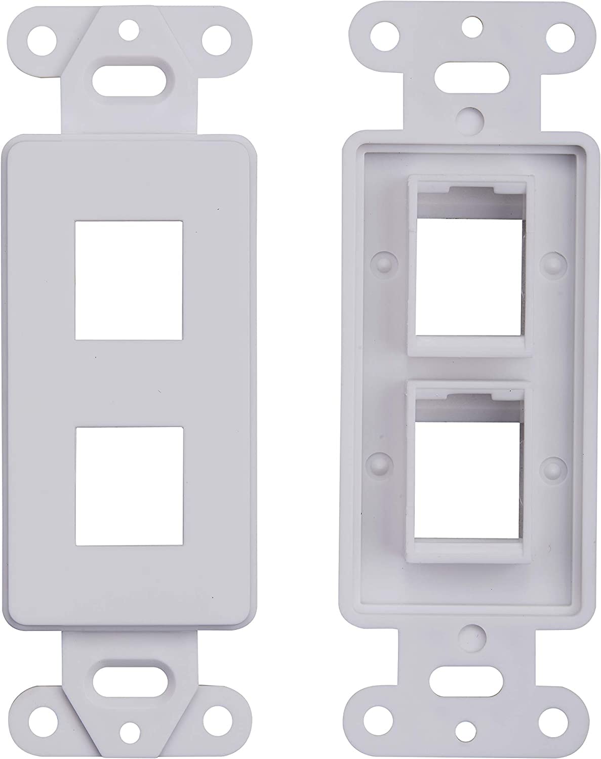 Decorative Wall Plate Keystone Insert, 2 Gang Jack White Wallplate 1/2/3/4 Port 10 Pack (2 Port)